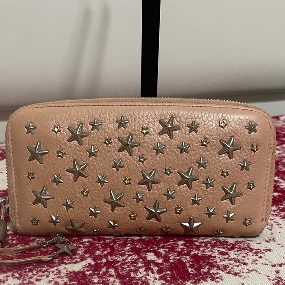Jimmy Choo Handbags - Jimmy Choo Studded Peach Leather Wallet